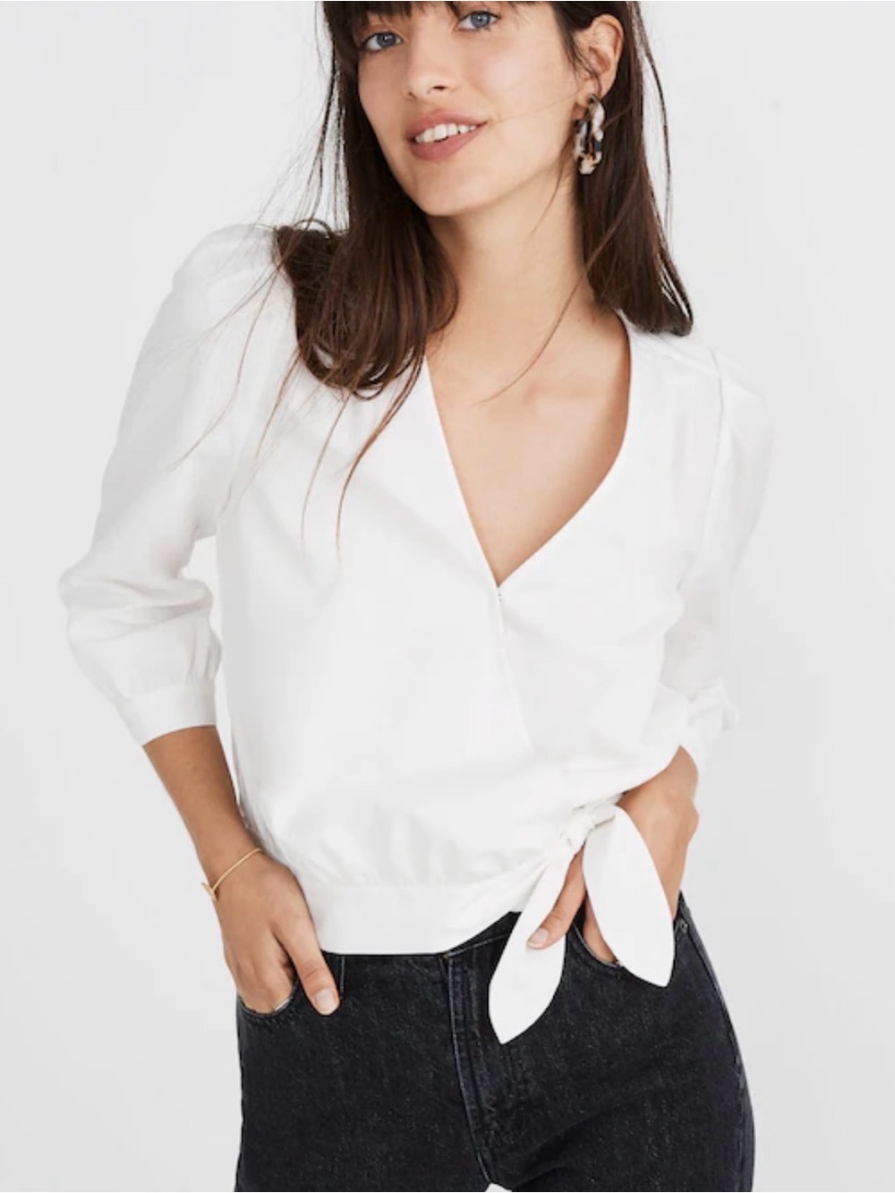 Madewell White Wrap Blouse